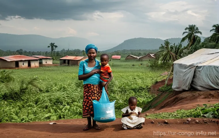 콩고 공화국과 이웃 국가 관계 - **Prompt:** A compelling image depicting the resilience of internally displaced families in the east...