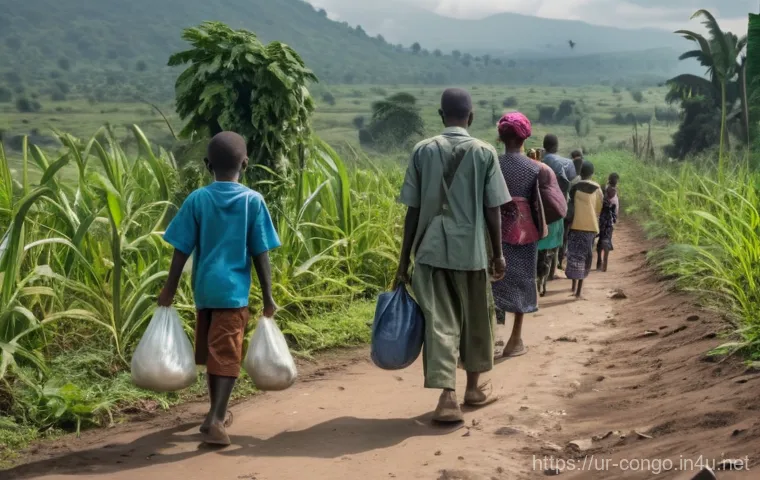 콩고 공화국에서 발생한 주요 사건 사고 - **A wide shot of an internally displaced persons (IDP) camp in Congo.** Numerous makeshift tents mad...