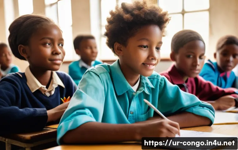 콩고 공화국의 주요 대학교 및 교육기관 - **Prompt:** A vibrant, realistic photograph of a modern Congolese classroom bustling with diverse, e...