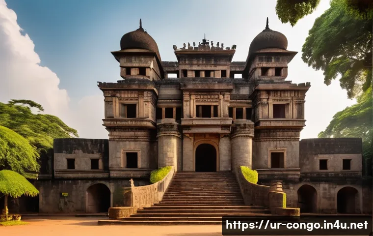 콩고 공화국의 유네스코 문화유산 - A majestic view of Nkoma Castle in Kinshasa, showcasing traditional Kongo architectural elements wit...